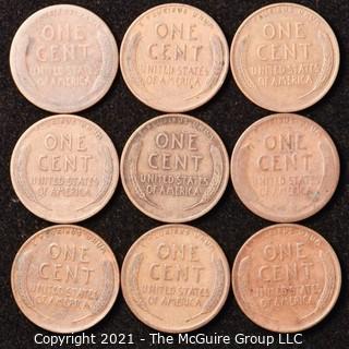 Numismatic: U.S. Coins: (9) Wheat Cents