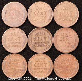 Numismatic: U.S. Coins: (9) Wheat Cents