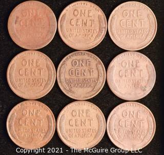 Numismatic: U.S. Coins: (9) Wheat Cents