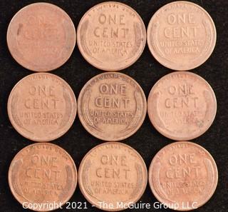 Numismatic: U.S. Coins: (9) Wheat Cents