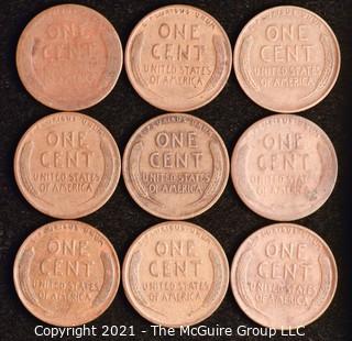 Numismatic: U.S. Coins: (9) Wheat Cents