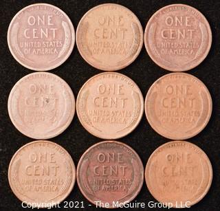 Numismatic: U.S. Coins: (9) Wheat Cents