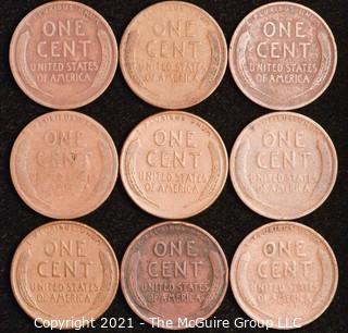 Numismatic: U.S. Coins: (9) Wheat Cents