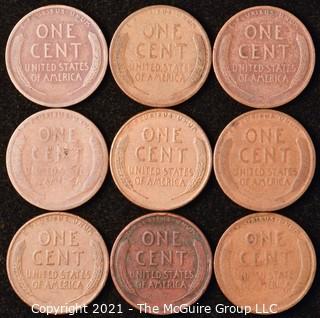 Numismatic: U.S. Coins: (9) Wheat Cents