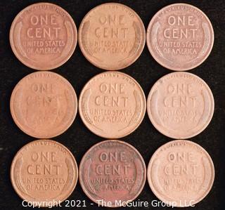 Numismatic: U.S. Coins: (9) Wheat Cents