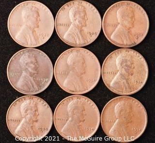 Numismatic: U.S. Coins: (9) Wheat Cents