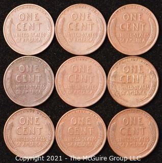 Numismatic: U.S. Coins: (9) Wheat Cents