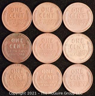 Numismatic: U.S. Coins: (9) Wheat Cents