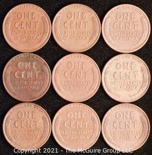 Numismatic: U.S. Coins: (9) Wheat Cents