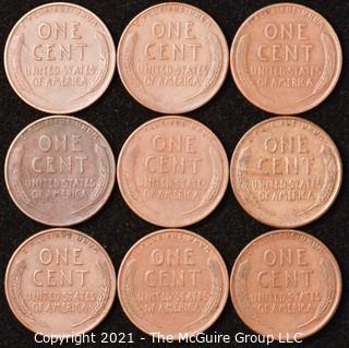 Numismatic: U.S. Coins: (9) Wheat Cents