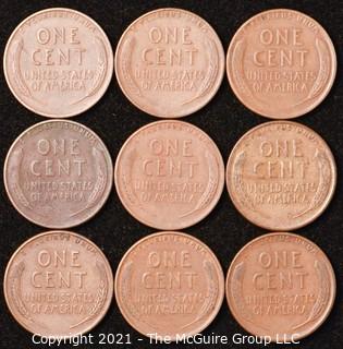 Numismatic: U.S. Coins: (9) Wheat Cents