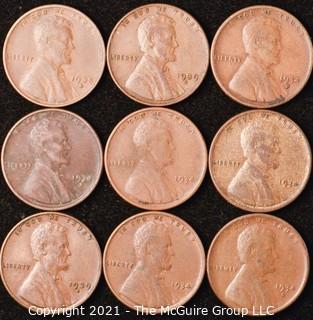 Numismatic: U.S. Coins: (9) Wheat Cents