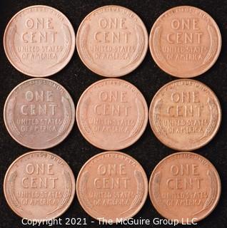 Numismatic: U.S. Coins: (9) Wheat Cents