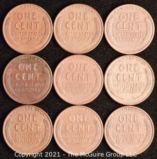 Numismatic: U.S. Coins: (9) Wheat Cents