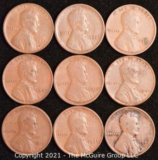 Numismatic: U.S. Coins: (9) Wheat Cents