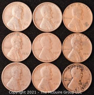 Numismatic: U.S. Coins: (9) Wheat Cents