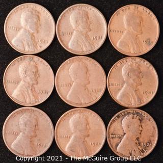 Numismatic: U.S. Coins: (9) Wheat Cents