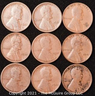 Numismatic: U.S. Coins: (9) Wheat Cents