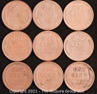 Numismatic: U.S. Coins: (9) Wheat Cents