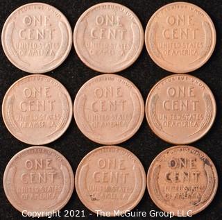 Numismatic: U.S. Coins: (9) Wheat Cents