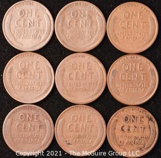 Numismatic: U.S. Coins: (9) Wheat Cents