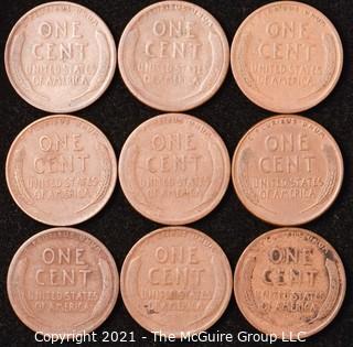 Numismatic: U.S. Coins: (9) Wheat Cents