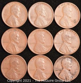 Numismatic: U.S. Coins: (9) Wheat Cents