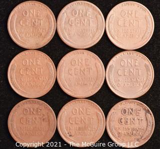 Numismatic: U.S. Coins: (9) Wheat Cents