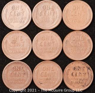 Numismatic: U.S. Coins: (9) Wheat Cents