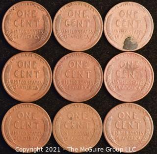 Numismatic: U.S. Coins: (9) Wheat Cents