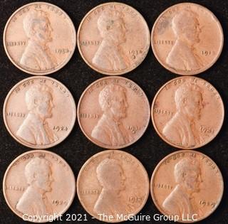 Numismatic: U.S. Coins: (9) Wheat Cents