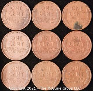 Numismatic: U.S. Coins: (9) Wheat Cents