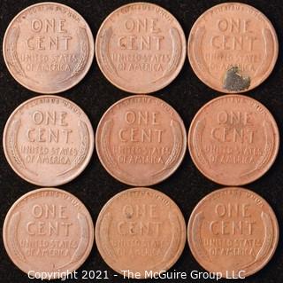 Numismatic: U.S. Coins: (9) Wheat Cents