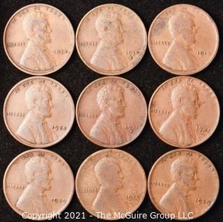 Numismatic: U.S. Coins: (9) Wheat Cents