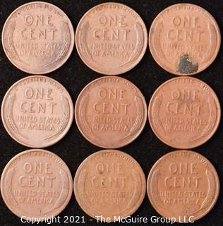 Numismatic: U.S. Coins: (9) Wheat Cents