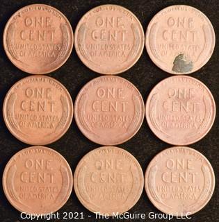 Numismatic: U.S. Coins: (9) Wheat Cents