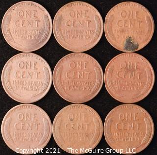 Numismatic: U.S. Coins: (9) Wheat Cents