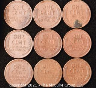 Numismatic: U.S. Coins: (9) Wheat Cents