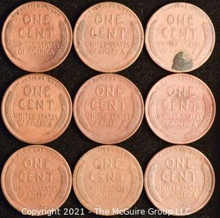 Numismatic: U.S. Coins: (9) Wheat Cents