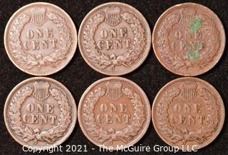 Numismatic: U.S. Coins: (6) Indian Head Cents