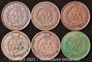 Numismatic: U.S. Coins: (6) Indian Head Cents