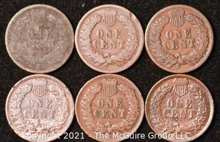 Numismatic: U.S. Coins: (6) Indian Head Cents