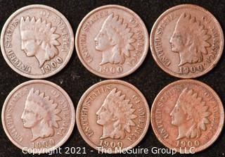 Numismatic: U.S. Coins: (6) Indian Head Cents