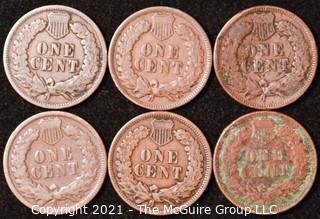 Numismatic: U.S. Coins: (6) Indian Head Cents