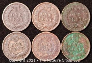 Numismatic: U.S. Coins: (6) Indian Head Cents