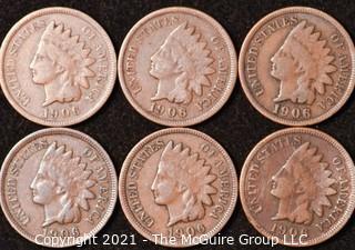 Numismatic: U.S. Coins: (6) Indian Head Cents