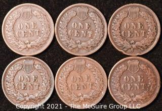 Numismatic: U.S. Coins: (6) Indian Head Cents