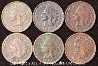 Numismatic: U.S. Coins: (6) Indian Head Cents