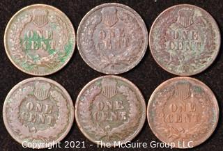 Numismatic: U.S. Coins: (6) Indian Head Cents