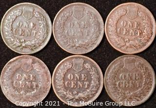 Numismatic: U.S. Coins: (6) Indian Head Cents